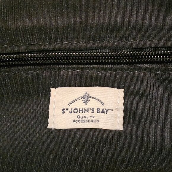 St. John's Bay Women's Black/Brown Crocodile Faux Leather Westbrook Satchel Bag - Picture 10 of 10